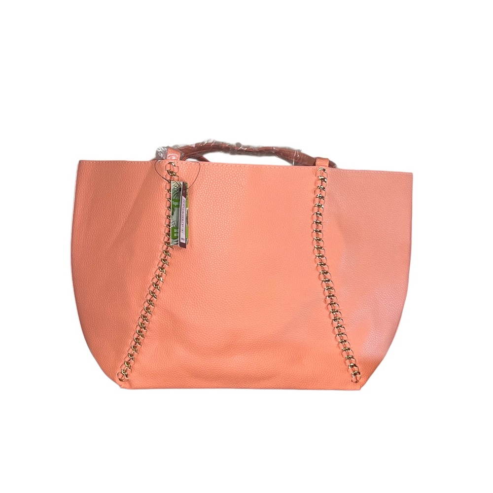 Badgley Mischka Decorative Coral Chain Vegan Leather Tote NWT
